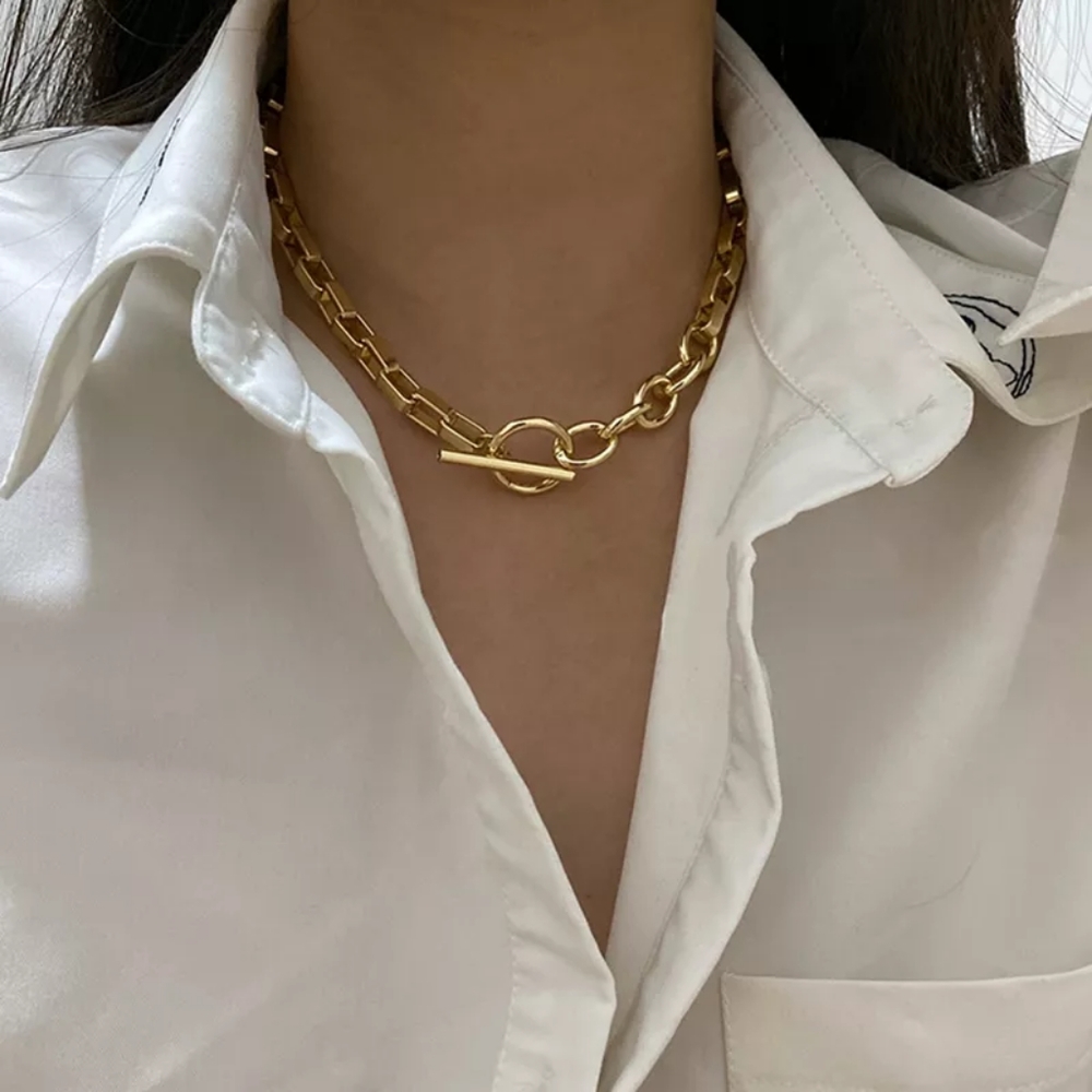 ₩ *New Chunky Gold Chain Necklace - Picture 3 of 6